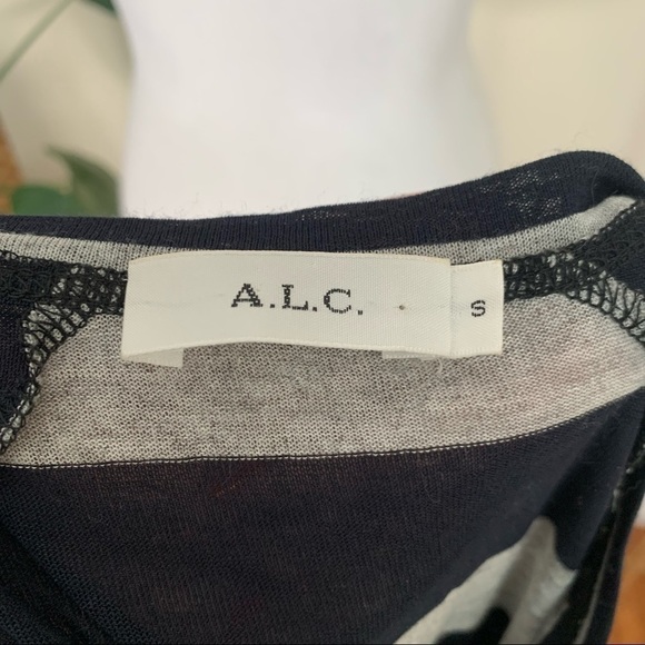 ALC Striped Jersey Knit Dress in Navy & Gray sz S - Picture 3 of 5